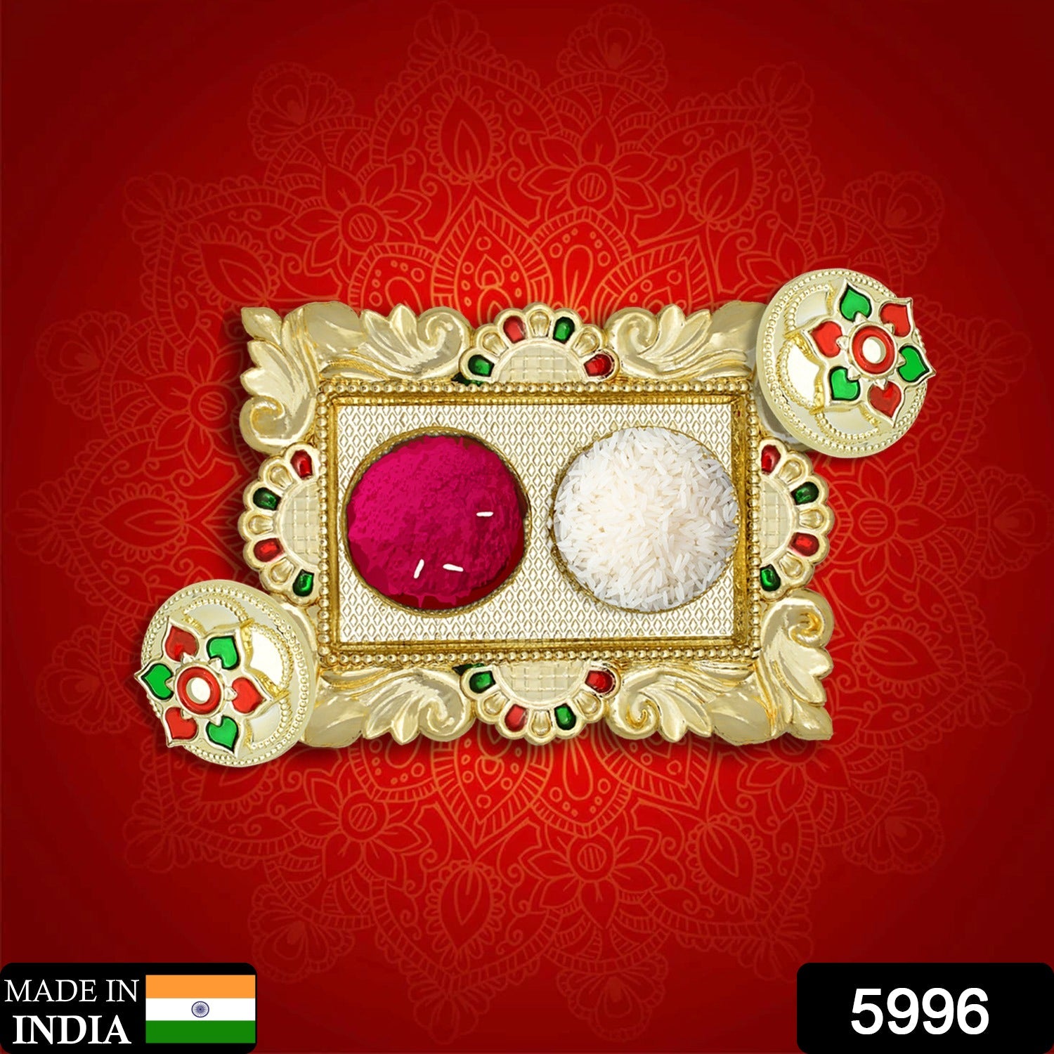 5996 Rakasha Bandhan Special Puja Thali, Kumkum Thali Holder, Pooja Return Gift, Indian Housewarming Gifts, Brother/Bhai/Bhabhi/Sister/Family Rakhi for Rakshabandhan 5996 Rakasha Bandhan Special Puja Thali, Kumkum Thali Holder, Pooja Return Gift, Indian Housewarming Gifts, Brother/Bhai/Bhabhi/Sister/Family Rakhi for Rakshabandhan